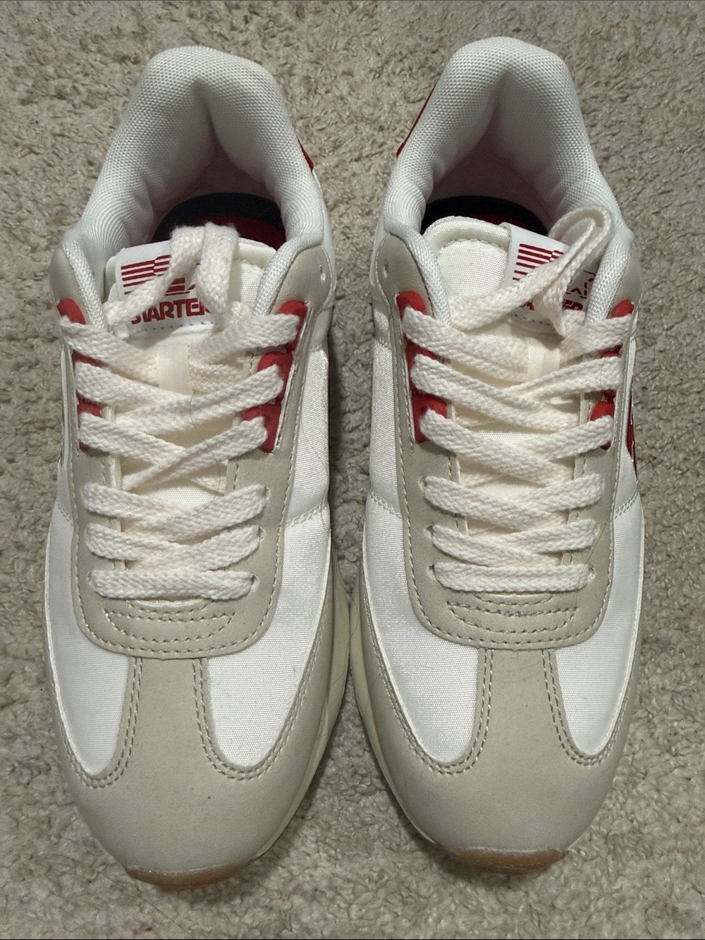 RAYE White and Red Women's Retro Runner Sneakers